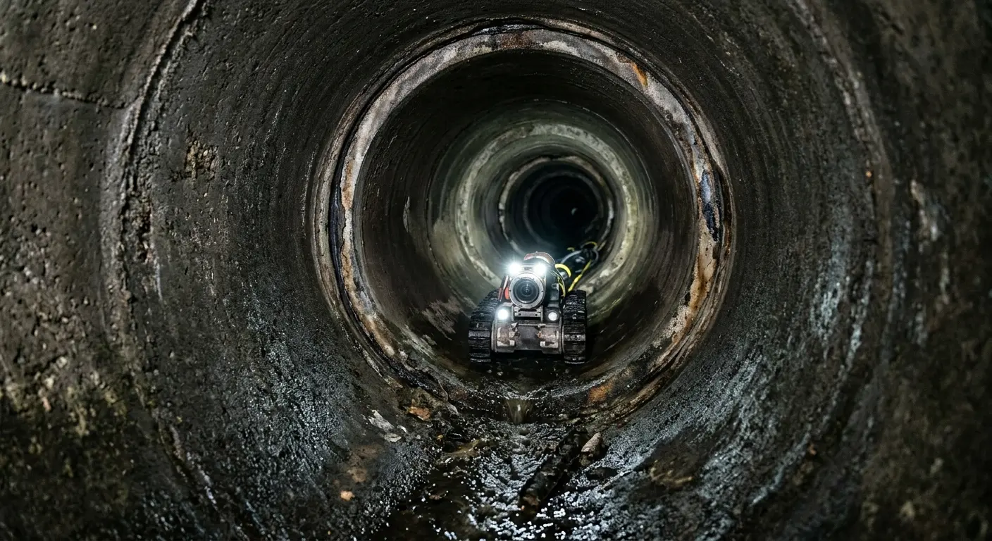 Robotic sewer camera inspecting pipe interior for Drain Snake Service in Secaucus